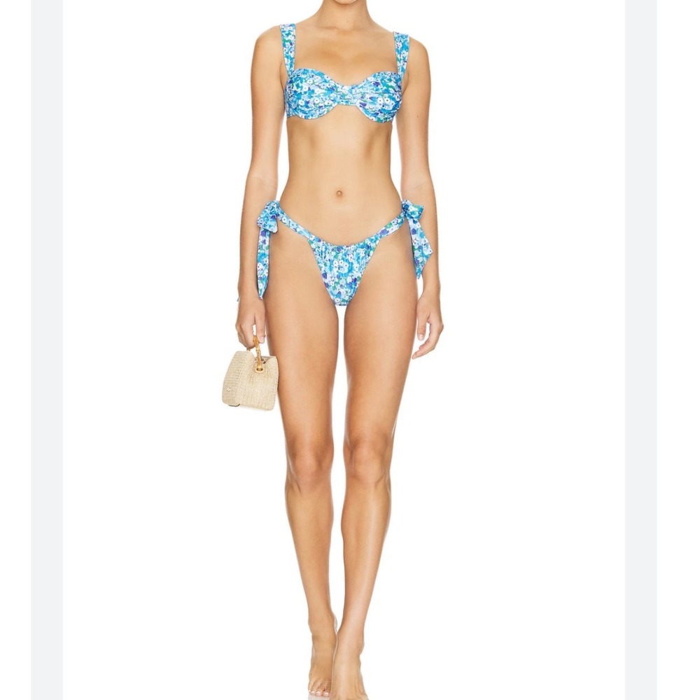 Faithfull‎ The Brand Floral Bikini Set Underwire Top Large Side Tie Bottom Small